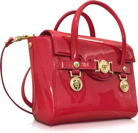 versace tote red patent leather handbag